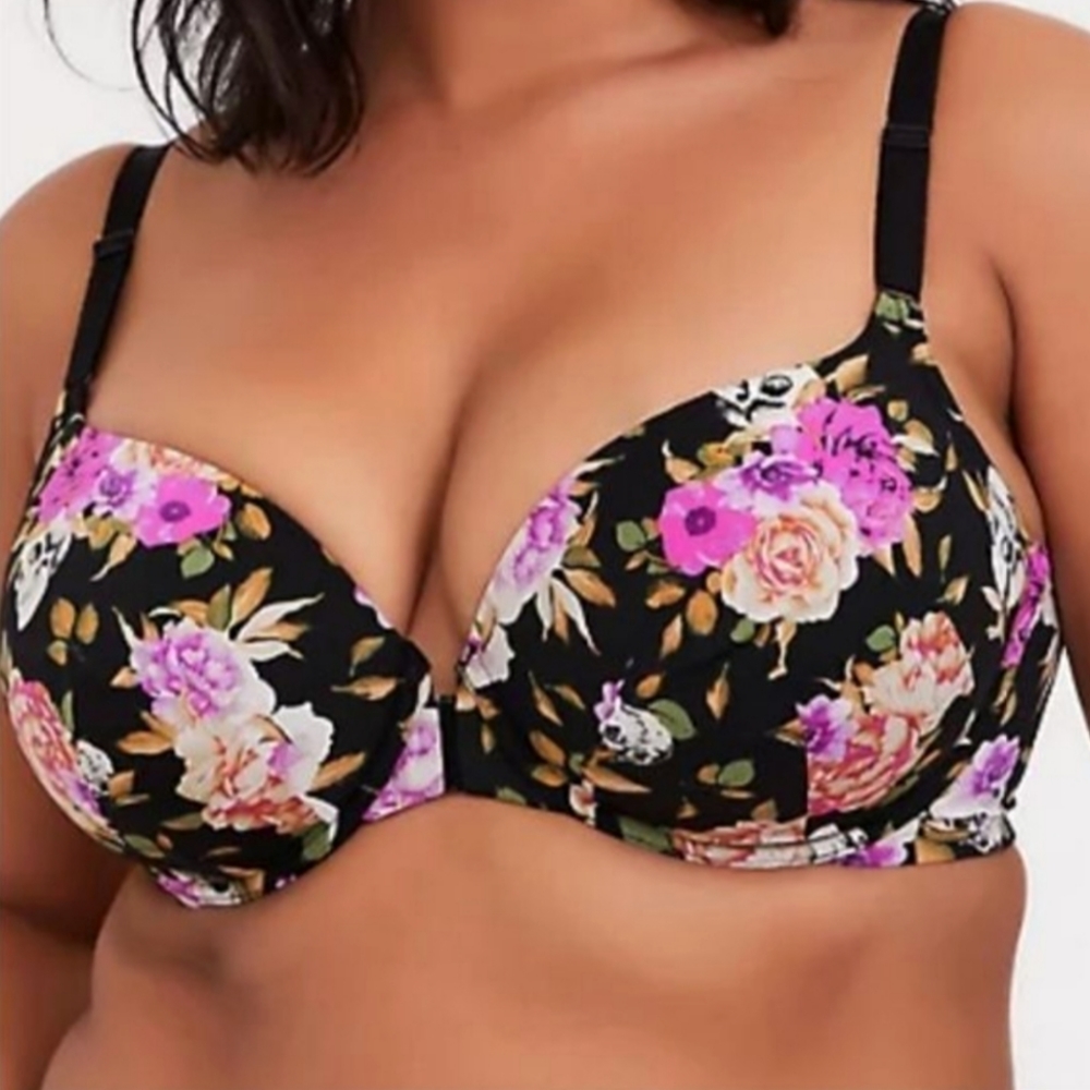 Torrid Floral & Skull Front Clasp Bra 40DDD